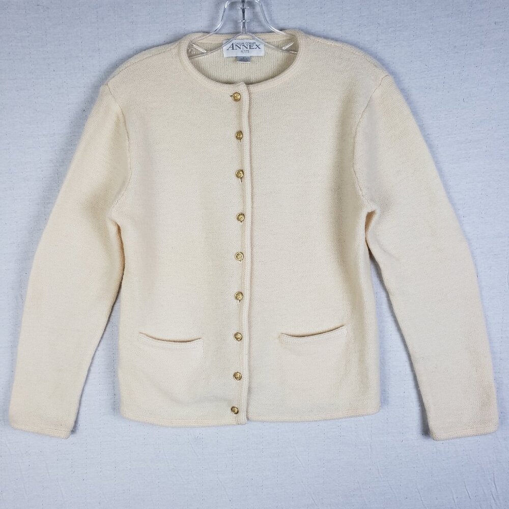 Vintage Annex Australia Wool Preppy Cardigan Lady Jacket Cream sz LP Neutral y2k